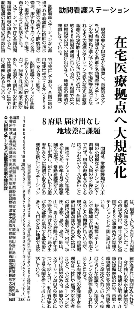 読売新聞2015年4月12日掲載記事