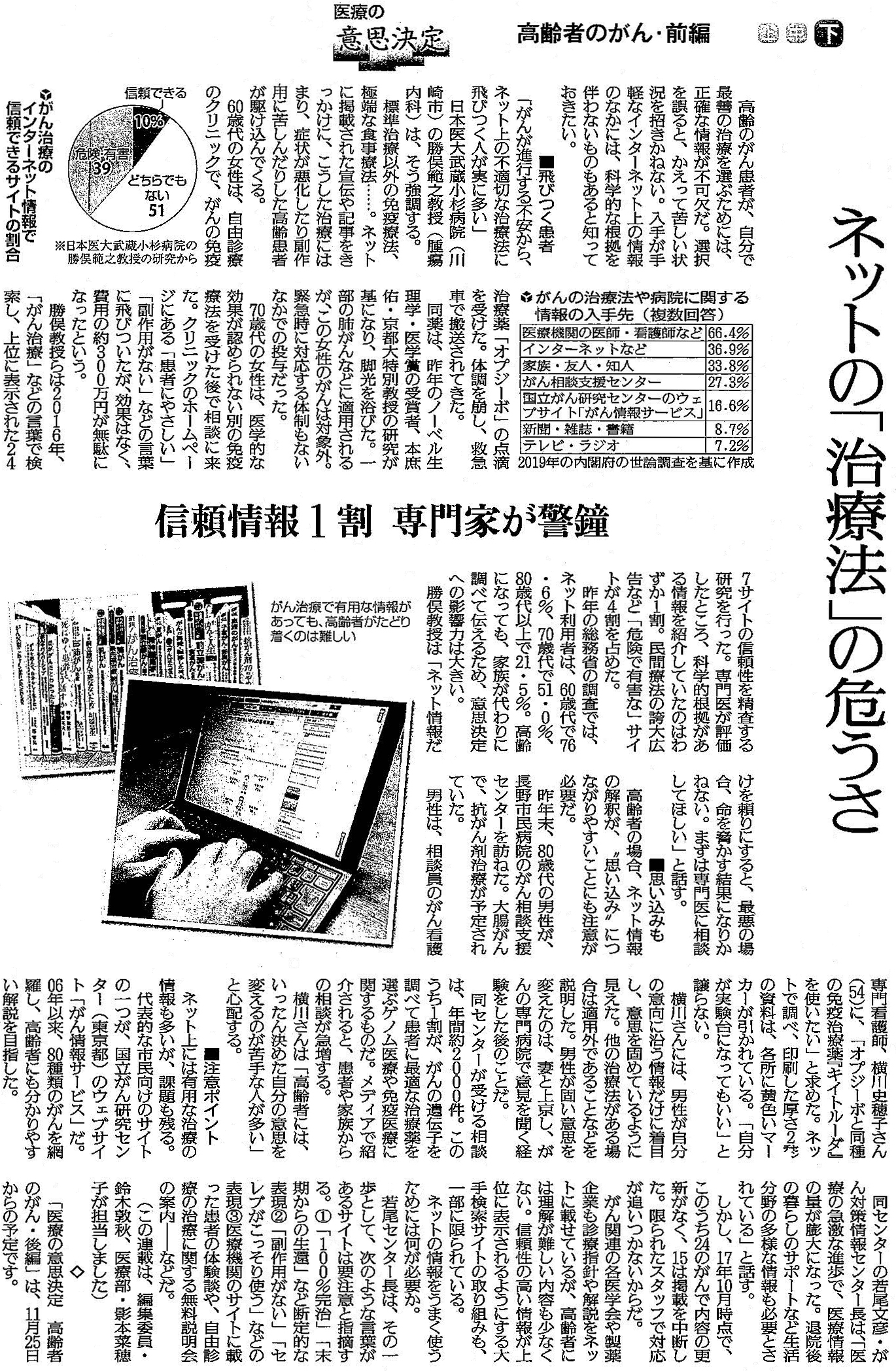 読売新聞 2019年10月30日掲載記事